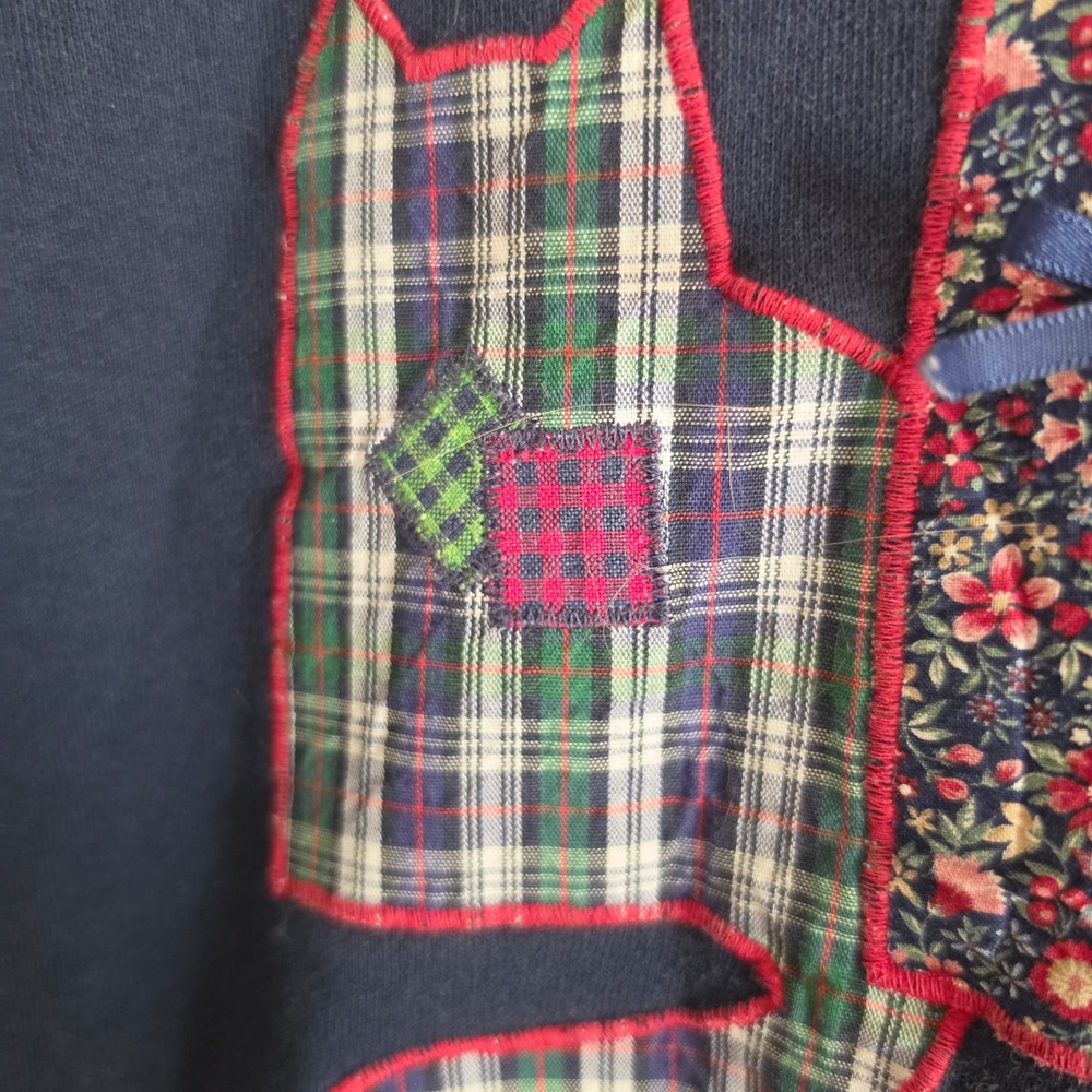 Vintage Jerzees made in USA womens large navy crew mocknwck 3 cat embroidered - Picture 5 of 8